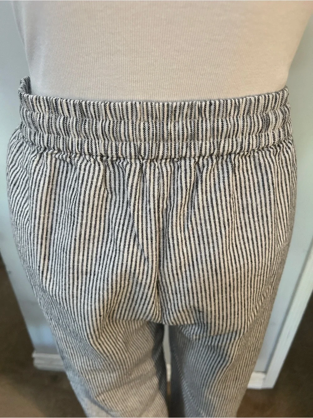 J Crew Drawstring Wide-Leg Pants in Black & White Stripe